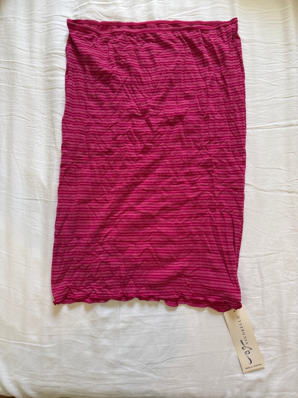 Magenta Striped Midi Tube Skirt